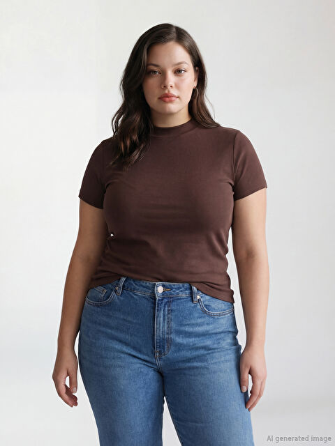 LCW Vision Bisiklet Yaka Kadın Tişört - S6BA56Z8-R39