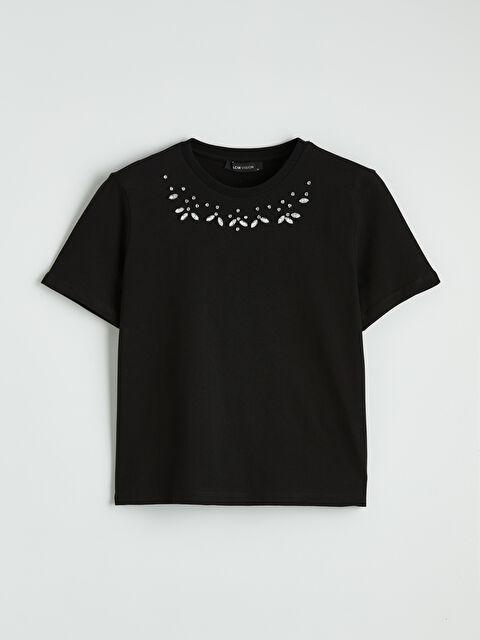 LCW Vision Bisiklet Yaka Taşlı Kadın Tişört - S6BA57Z8-CVL