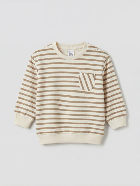 LCW baby Bisiklet Yaka Çizgili Erkek Bebek Tişört