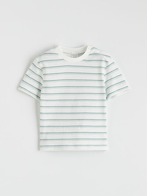 LCW baby Bisiklet Yaka Omuzdan Çıtçıtlı Erkek Bebek Tişört - S6BA90Z1-LFC