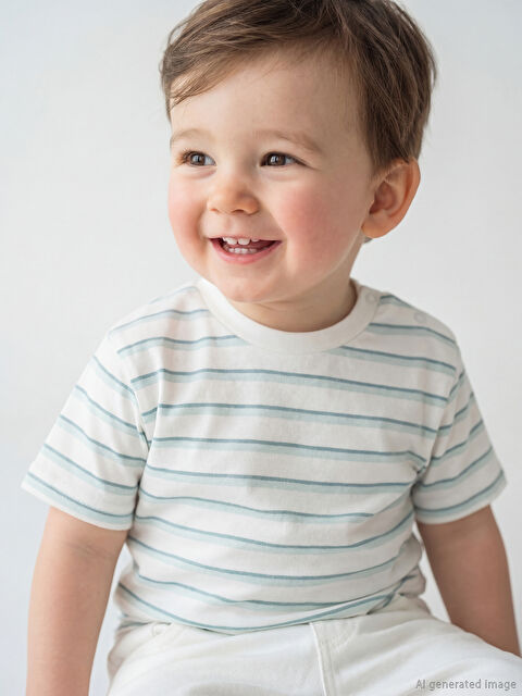 LCW baby Bisiklet Yaka Omuzdan Çıtçıtlı Erkek Bebek Tişört - S6BA90Z1-LFC