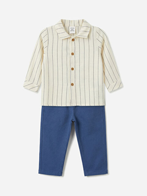 LCW baby Uzun Kollu Gömlek ve Pantolon Erkek Bebek Takımı - S6BA93Z1-LFC