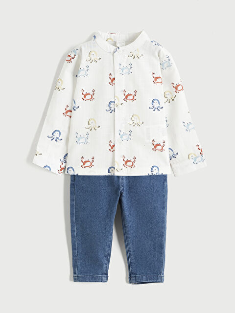 LCW baby Uzun Kollu Gömlek Ve Pantolon Erkek Bebek Takımı - S6BB49Z1-LRA