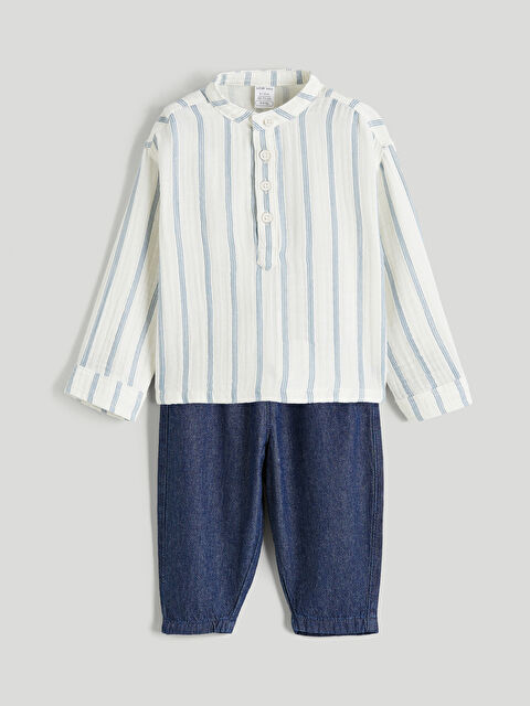 LCW baby Hakim Yaka Çizgili  Erkek Bebek Takım - S6BB79Z1-LFC