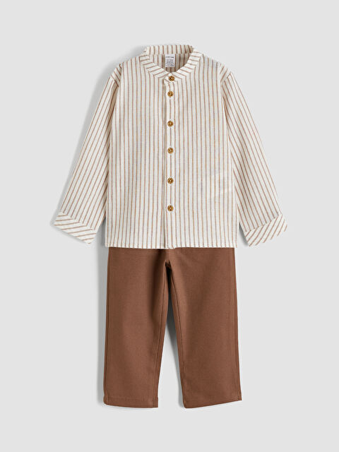 LCW baby Çizgili Hakim Yaka Erkek Bebek Gömlek ve Pantolon - S6BB88Z1-LFC