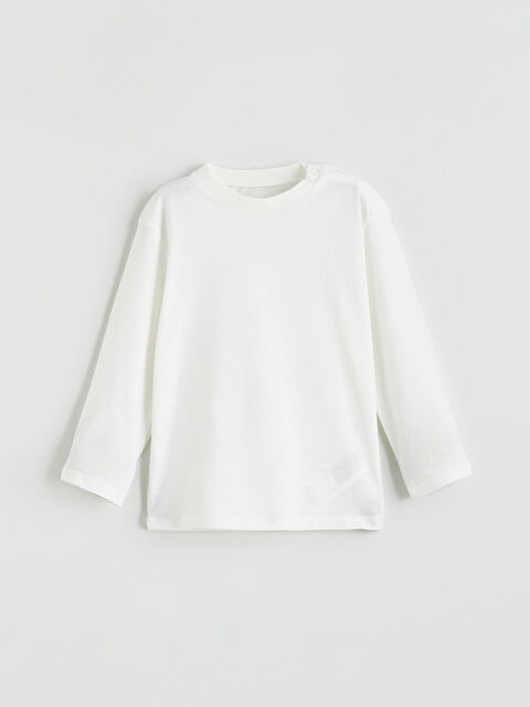 LCW baby Bisiklet Yaka Uzun Kollu Erkek Bebek Tişört