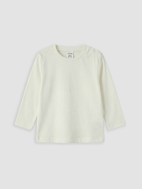 LCW baby Bisiklet Yaka Uzun Kollu Erkek Bebek Tişört