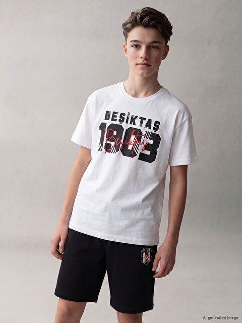 LCW Kids Bisiklet Yaka Beşiktaş Baskılı Erkek Çocuk Tişört