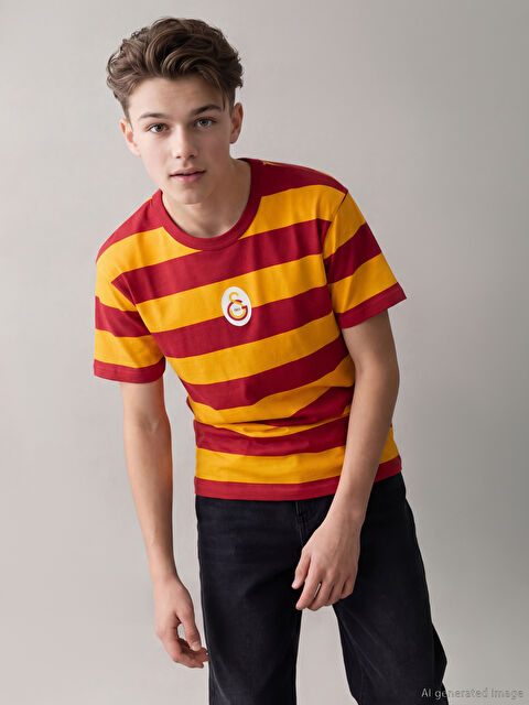 LCW Kids Bisiklet Yaka Galatasaray Baskılı Erkek Çocuk Tişört