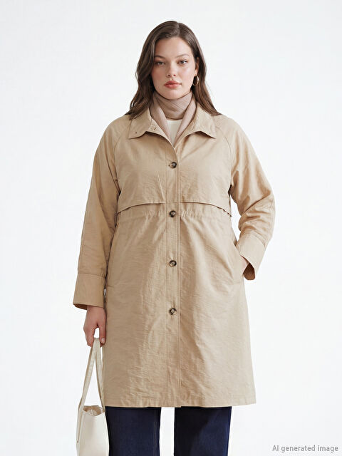 LCW Modest Gömlek Yaka Kadın Yağmurluk