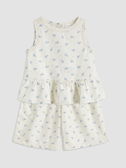 LCW baby Çiçekli Kız Bebek Bluz ve Pantolon - S6BE35Z1-LQA