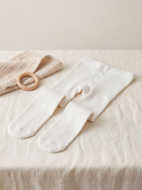 LCW baby Beba djevojčica EKRU Najlonke