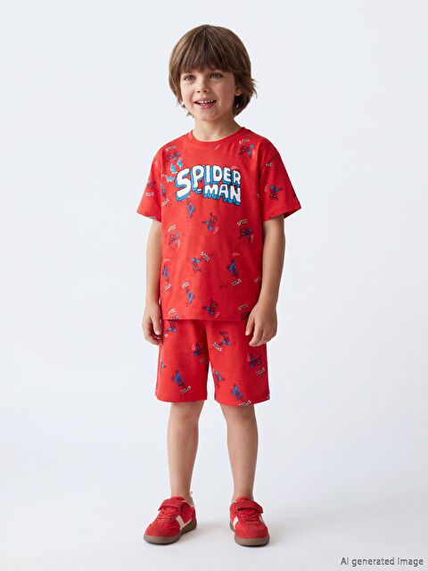LCW Kids Spider-Man Baskılı  Erkek Çocuk Şortlu Pijama Takımı