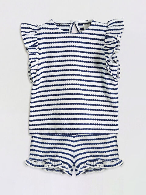 LCW baby Çizgili Kız Bebek Şortlu Takım