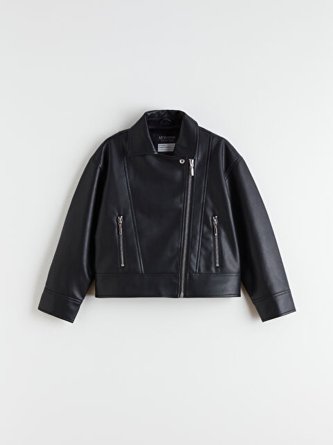 LCW Kids Deri Görünümlü Kız Çocuk Mont - S6BE69Z4-CVL