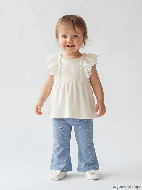 LCW baby Fırfır Detaylı Çiçekli Kız Bebek Atlet ve Tayt - S6BF57Z1-YG7