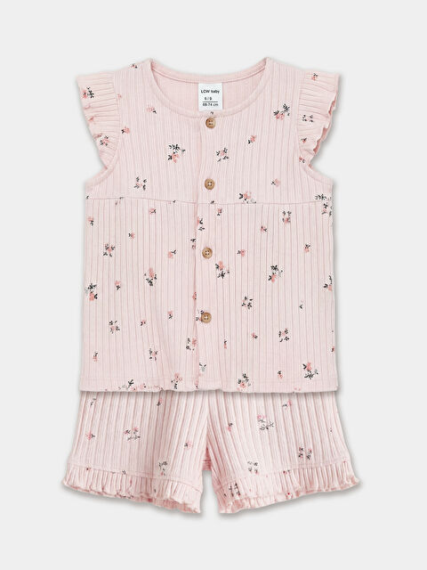 LCW baby Bisiklet Yaka Fırfırlı Çiçek Desenli Kız Bebek Takım - S6BF59Z1-LSZ