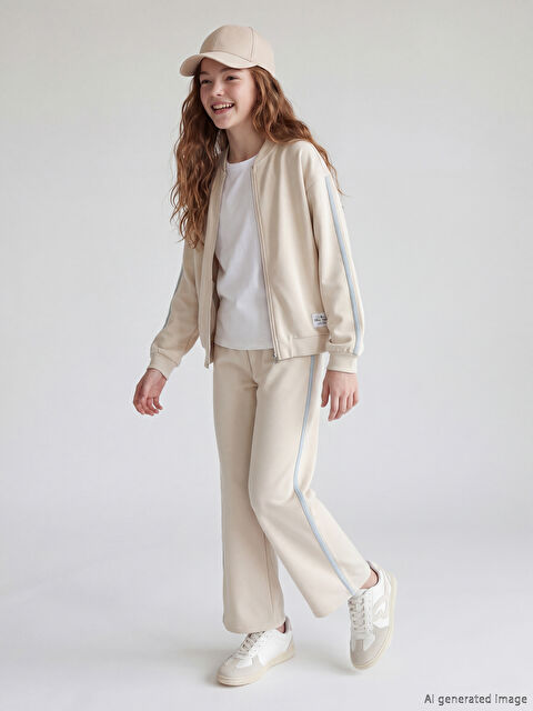 LCW Kids Dik Yaka Kız Çocuk Soft Touch Eşofman Takımı