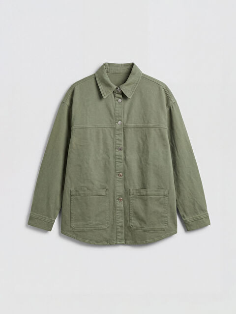 LCW Comfort جاكيت قميص غبردين واسع بياقة للسيدات