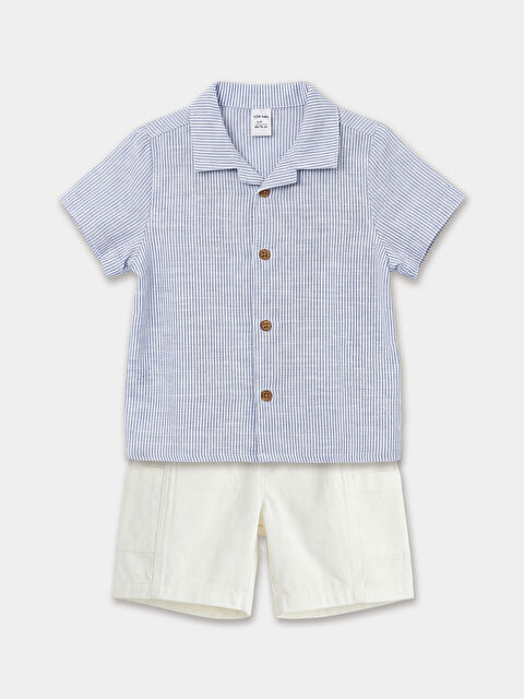 LCW baby Kısa Kollu Çizgili Erkek Bebek Gömlek ve Şort - S6BG67Z1-LFC