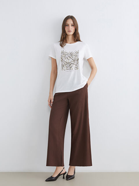 LCWAIKIKI Classic Textured Women's Trousers with Elastic Waistband - S6BH23Z8-1J0