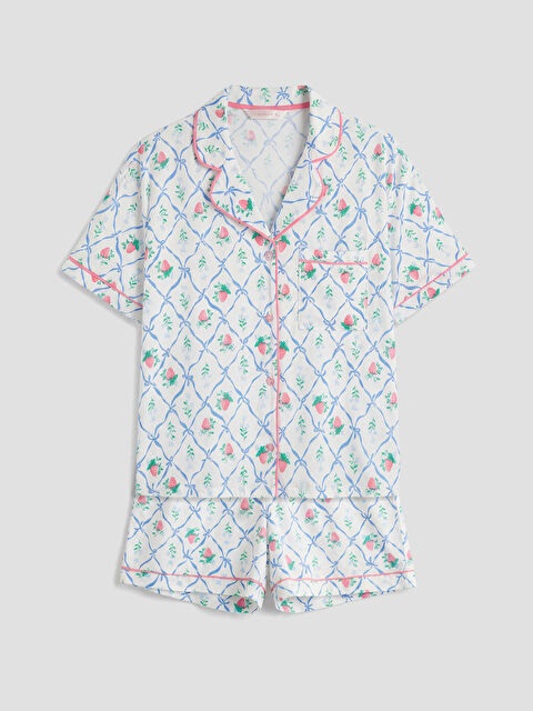 LCW DREAM Gömlek Yaka Desenli Kadın Şortlu Pijama Takımı - S6BI05Z8-LRA