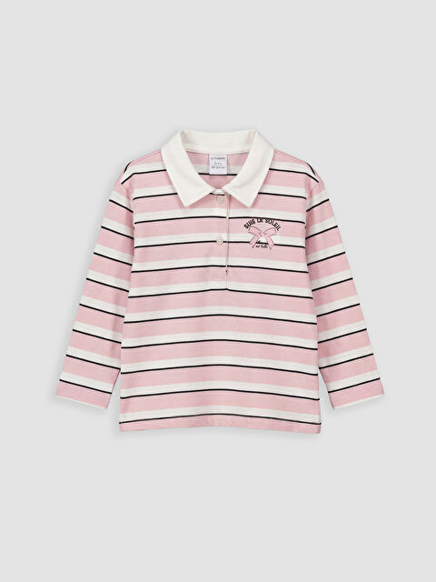 LCW baby Polo Yaka Çizgili Kız Bebek Tişört - S6BI15Z1-LFC