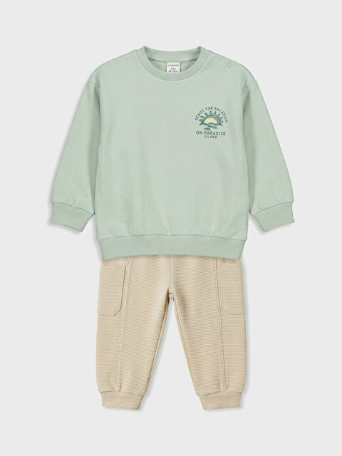 LCW baby Bisiklet Yaka Erkek Bebek Sweatshirt ve Eşofman Altı - S6BI68Z1-FLL