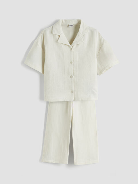 LCW Kids Basic Kız Çocuk Müslin Gömlek ve Pantolon - S6BJ79Z4-FYS