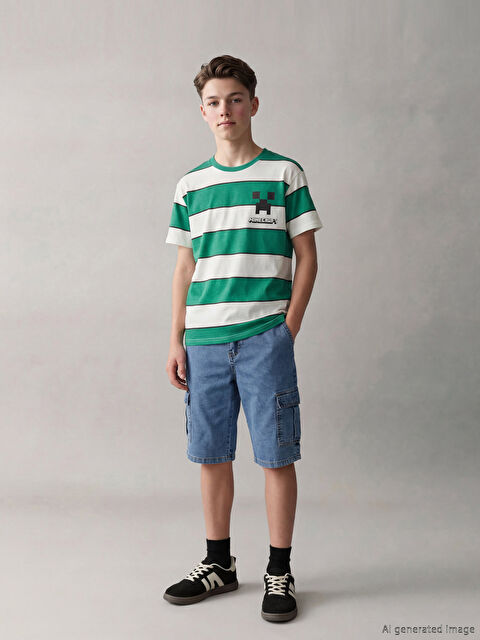 LCW Kids Minecraft Baskılı Erkek Çocuk Tişört