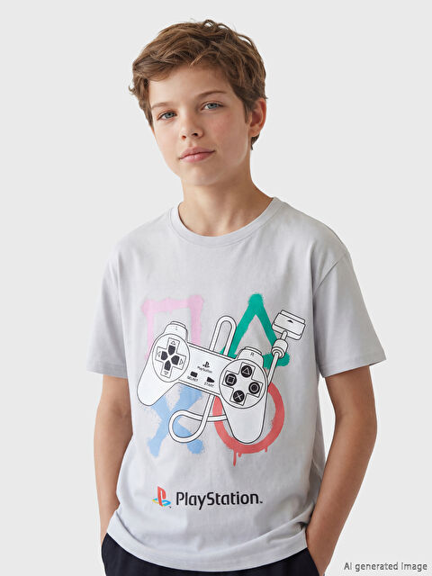 LCW Kids Bisiklet Yaka PlayStation Baskılı Erkek Çocuk Tişört - S6BK28Z4-G0Z
