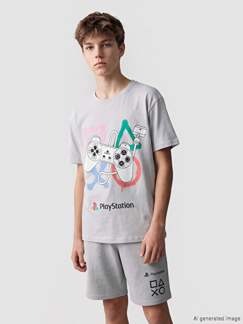 LCW Kids Bisiklet Yaka PlayStation Baskılı Erkek Çocuk Tişört