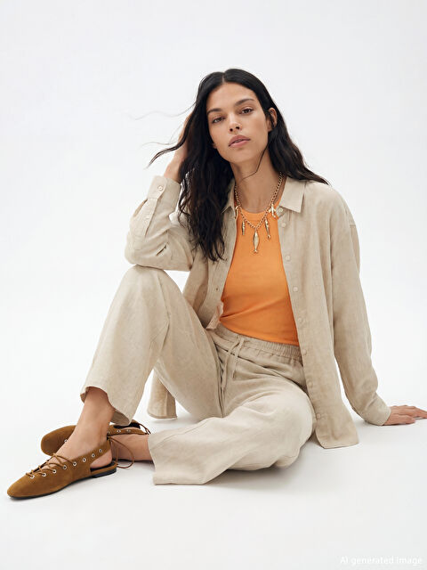 XSIDE Овърсайз ленена риза за жени - S6BK51Z8-CT2