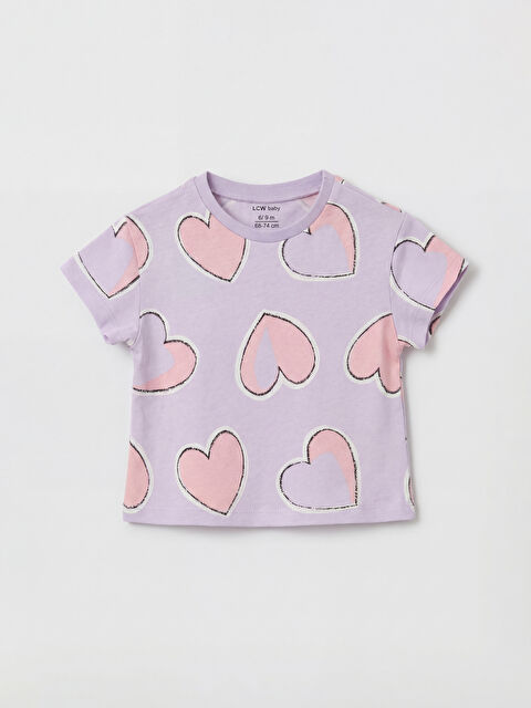 LCW baby Kalp Baskılı Kız Bebek Tişört