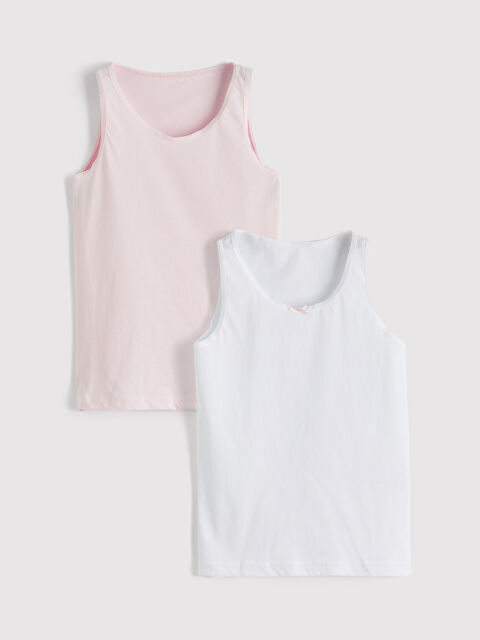 LCW Kids Bisiklet Yaka Kız Çocuk Atlet 2'li - S6BK93Z4-Q6K