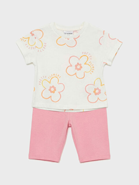 LCW baby Floral Baby Tee and Leggings Set - S6BL17Z1-LRA