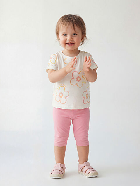 LCW baby Floral Baby Tee and Leggings Set - S6BL17Z1-LRA