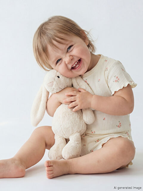 LCW baby Çiçek Desenli Kız Bebek Şort ve Tişört - S6BL19Z1-LFC