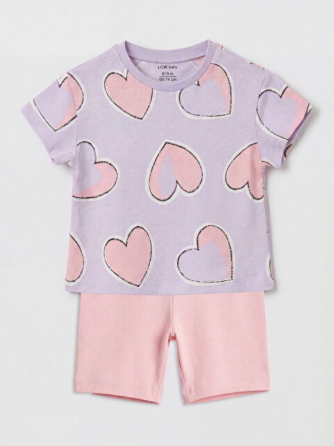 LCW baby Kalp Desenli Kız Bebek Tişört ve Tayt - S6BL24Z1-LSC