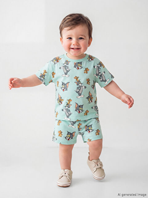LCW baby Tom ve Jerry Baskılı Erkek Bebek Tişört ve Şort