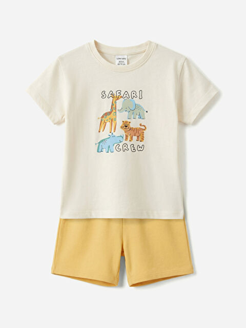 LCW baby Erkek Bebek Baskılı Tişört ve Şort  - S6BM00Z1-FDV
