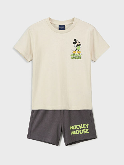 LCW baby Mickey Mouse Baskılı Erkek Bebek Tişört ve Şort - S6BM07Z1-FDV