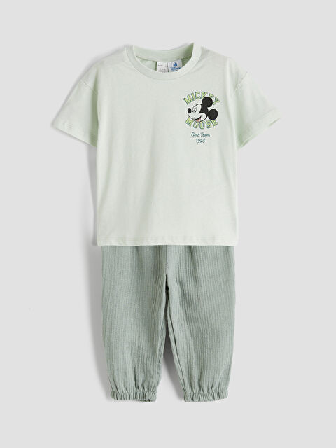 LCW baby Mickey Mouse Baskılı Erkek Bebek Tişört ve Pantolon - S6BM14Z1-FSV