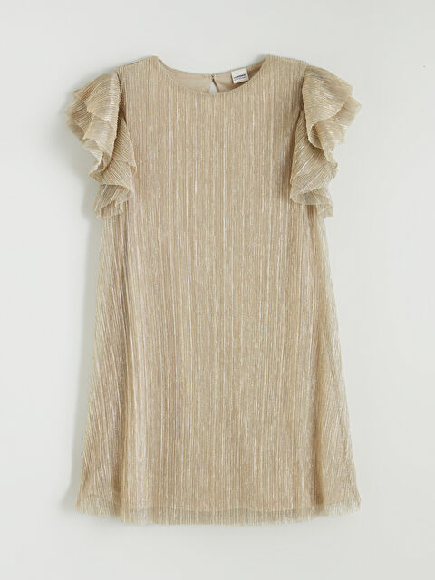 LCW Kids Crew Neck Glitter Girls Dress - S6BM81Z4-FKH