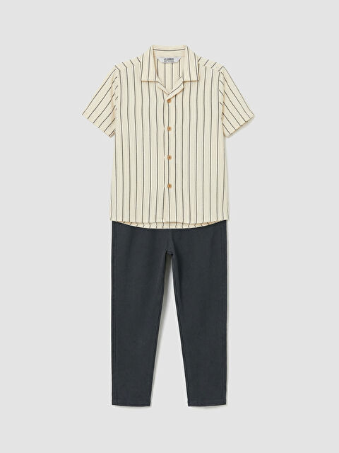 LCW Kids Kısa Kollu Çizgili Erkek Çocuk Gömlek ve Pantolon - S6BN19Z1-LE4