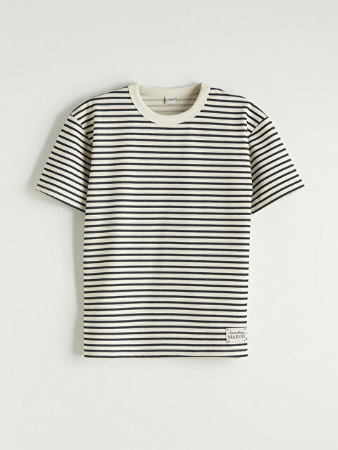 LCW Kids Bisiklet Yaka Çizgili Erkek Çocuk Tişört - S6BO43Z4-LGS