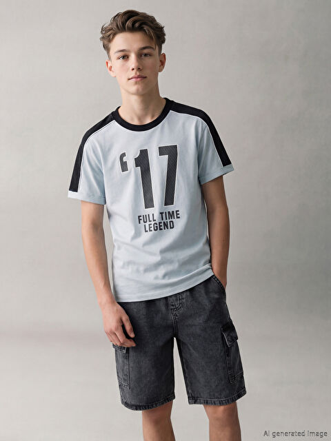 LCW Kids Bisiklet Yaka Baskılı Erkek Çocuk Tişört