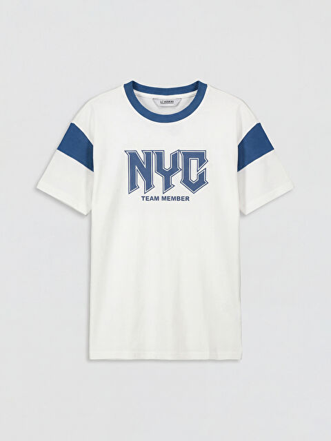 LCW Kids Bisiklet Yaka NYC Baskılı Erkek Çocuk Tişört - S6BO50Z4-R9J