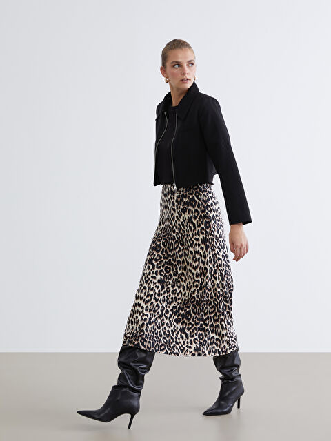 LCW Vision Юбка с леопардовым принтом и эластичным поясом - S6BO62Z8-LQY