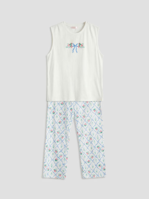 LCW DREAM Bisiklet Yaka Baskılı Kadın Pijama Takımı - S6BO83Z8-LRA